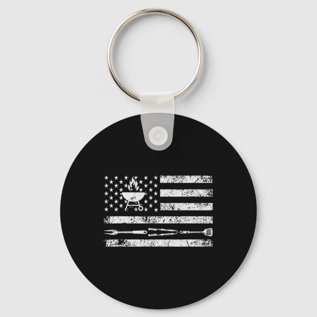 Funny Bbq Design Meat Smoking1  Keychain (Front)