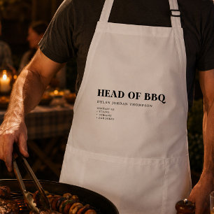 Funny BBQ Gift for Dad Head of BBQ Father's Day Adult Apron