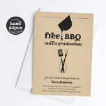 Funny BBQ Graduation Party Invitation<br><div class="desc">Free BBQ (and a graduation).  Enjoy a fun graduation invitation that puts the spotlight on...  BBQ!  Use for a high school or college,  boy/man or girl/woman.  Artwork is hand drawn.</div>