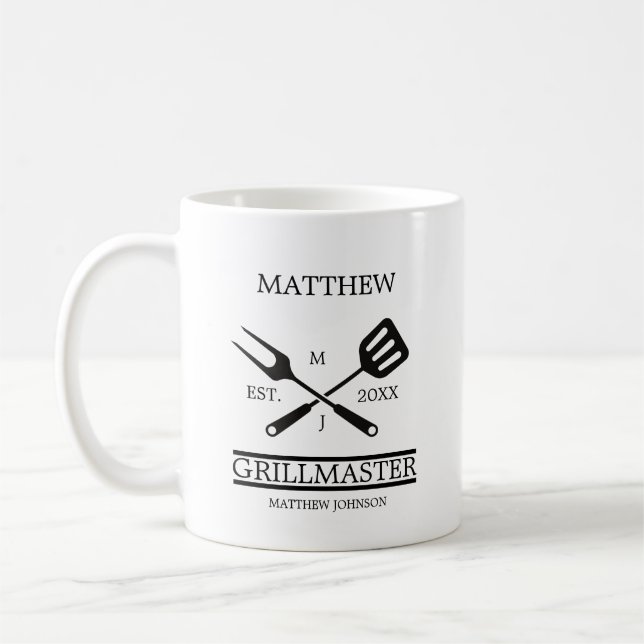 Funny BBQ Grill Master Personalized Barbecue Best  Coffee Mug (Left)