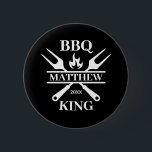Funny BBQ Grill Master Personalized Barbecue King  Button<br><div class="desc">Funny BBQ Grill Master Personalized Barbecue Best</div>