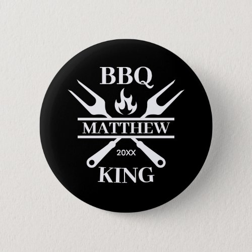 Funny BBQ Grill Master Personalized Barbecue King  Button