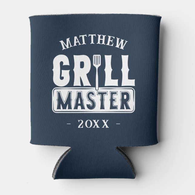 Funny BBQ Grill Master Personalized Barbecue King Can Cooler (Front)