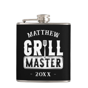 Funny BBQ Grill Master Personalized Barbecue King Flask