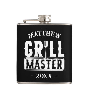 Funny BBQ Grill Master Personalized Barbecue King Flask