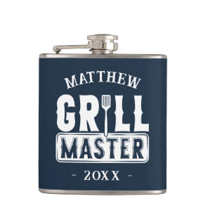 Funny BBQ Grill Master Personalized Barbecue King Flask
