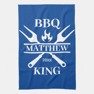 Funny BBQ Grill Master Personalized Barbecue King Kitchen Towel