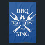 Funny BBQ Grill Master Personalized Barbecue King  Kitchen Towel<br><div class="desc">Funny BBQ Grill Master Personalized Barbecue Best</div>