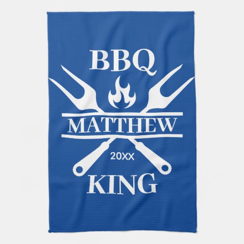 Funny BBQ Grill Master Personalized Barbecue King  Kitchen Towel