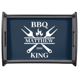 Funny BBQ Grill Master Personalized Barbecue King Serving Tray