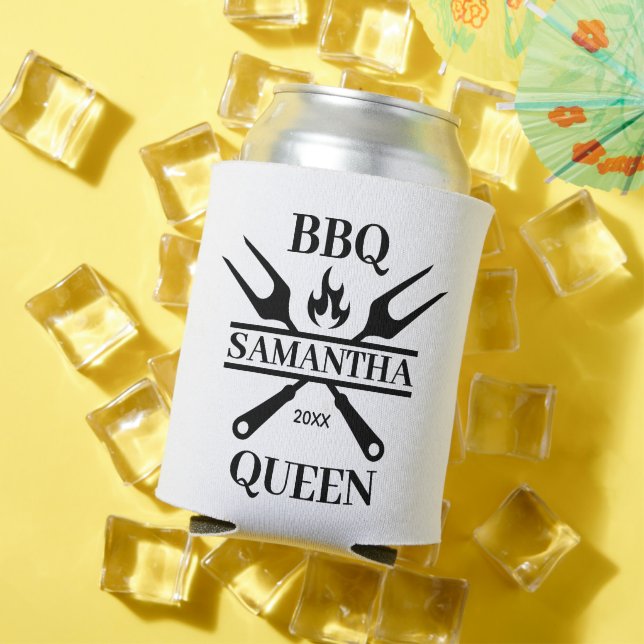 Funny BBQ Grill Master Personalized Barbecue Queen Can Cooler (In Situ Summer)
