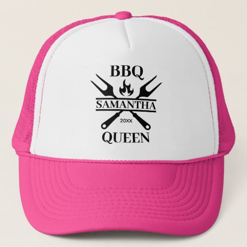 Funny BBQ Grill Master Personalized Barbecue Queen Trucker Hat