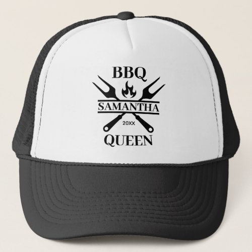 Funny BBQ Grill Master Personalized Barbecue Queen Trucker Hat
