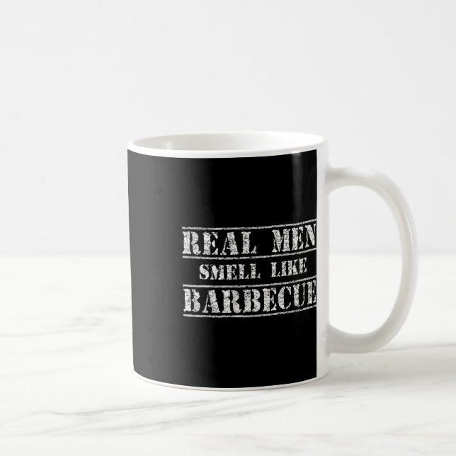 Funny Bbq Grilling Gift Shirt Real Men Smell Like  Coffee Mug (Right)