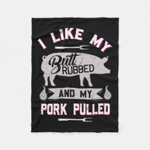 Funny Bbq Grilling Quote Pig Pulled Pork Fleece Blanket