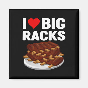 Funny Bbq I Love A Big Rack Red Heart Ribs Pitmast Magnet