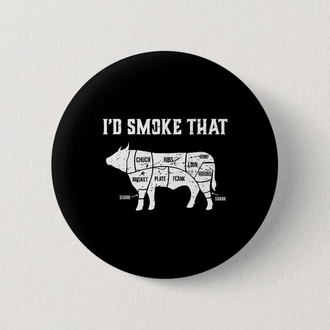 Funny Bbq I'd Smoke That Cow Premium  Button (Front)