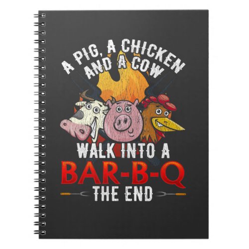 Funny BBQ Joke Pig Chicken Cow Barbecue Humor Notebook