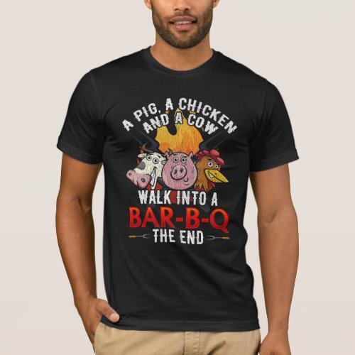 Funny BBQ Joke Pig Chicken Cow Barbecue Humor T_Shirt