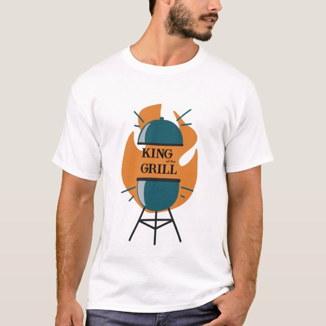 Funny BBQ King of The Grill Fathers Day T-Shirt (Front)