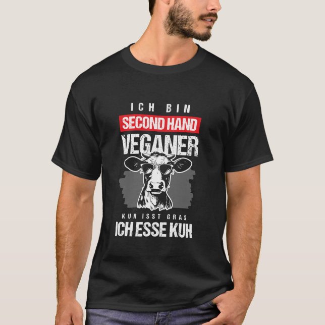 Funny BBQ Meat Lover Steak Grill Second Hand Vegan T-Shirt (Front)
