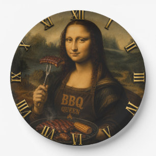 Funny BBQ Mona Lisa Paper Plates