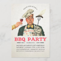 Funny BBQ Party Invitations | Birthday | Vintage