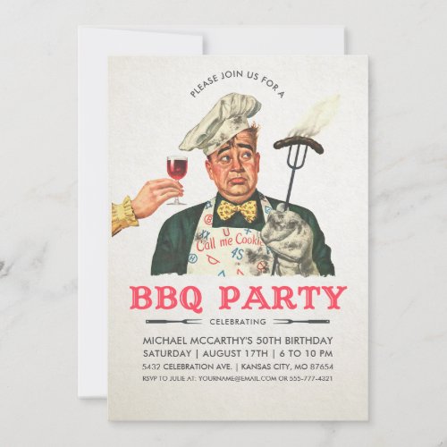 Funny BBQ Party Invitations  Birthday  Vintage