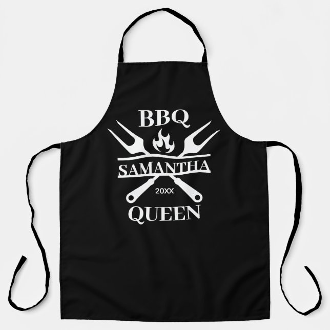 Funny BBQ Personalized Barbecue Queen Apron (Front)