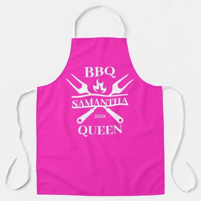Funny BBQ Personalized Barbecue Queen Apron (Front)