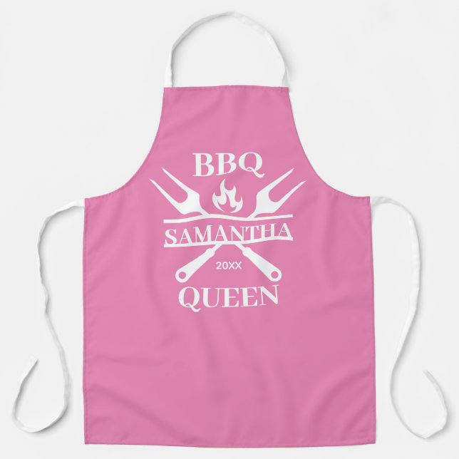 Funny BBQ Personalized Barbecue Queen Apron (Front)