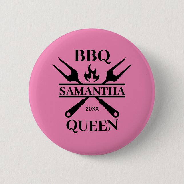 Funny BBQ Personalized Barbecue Queen Apron Cuttin Button (Front)