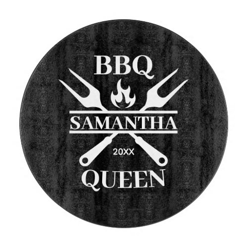 Funny BBQ Personalized Barbecue Queen Apron Cuttin Cutting Board