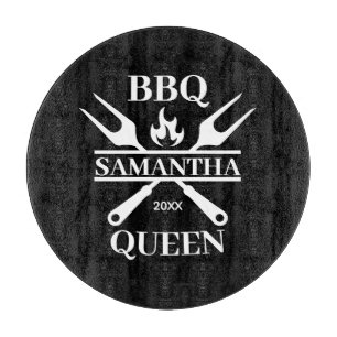 Funny BBQ Personalized Barbecue Queen Apron Cuttin Cutting Board