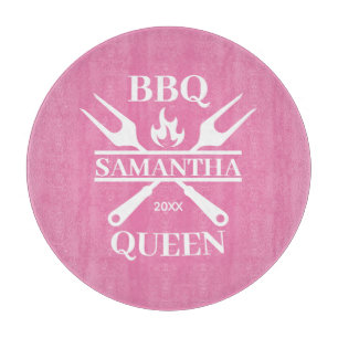 Funny BBQ Personalized Barbecue Queen Apron Cuttin Cutting Board