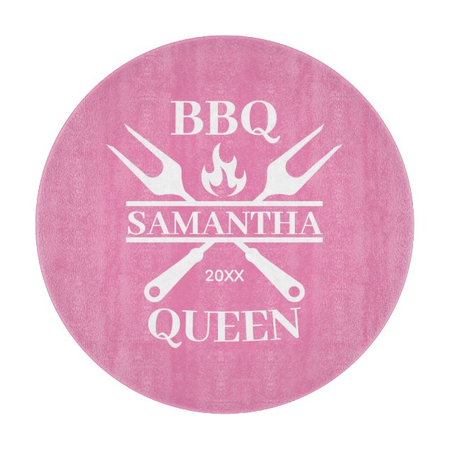 Funny BBQ Personalized Barbecue Queen Apron Cuttin Cutting Board (Front)