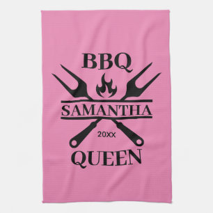 Funny BBQ Personalized Barbecue Queen Apron Cuttin Kitchen Towel