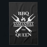Funny BBQ Personalized Barbecue Queen Apron Cuttin Kitchen Towel<br><div class="desc">Funny BBQ Grill Master Personalized Barbecue Best</div>