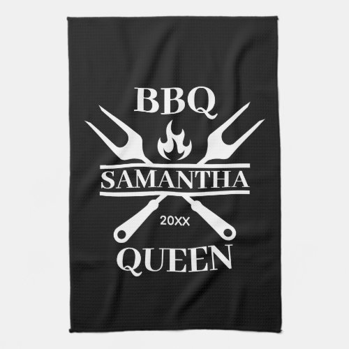 Funny BBQ Personalized Barbecue Queen Apron Cuttin Kitchen Towel