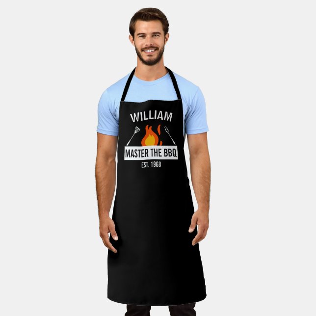 Funny BBQ Personalized Kitchen Apron (Worn)
