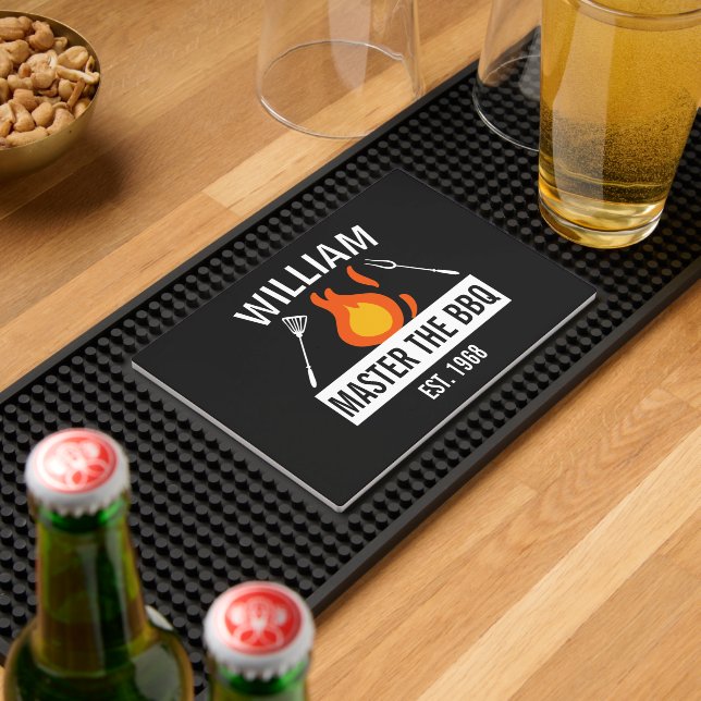 Funny BBQ Personalized Kitchen Custom Name Chef  Bar Mat (Insitu (Bar 2))