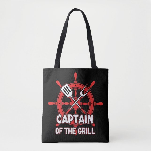 Funny BBQ Sailing Captain Of The Grill  Tote Bag (Front)