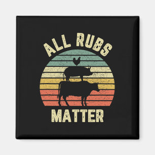 Funny Bbq Shirt All Rubs Problem Retro Rbeque Gril Magnet