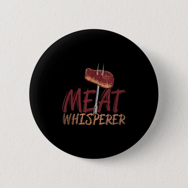 Funny Bbq Smoked Meat Steak Gift Idea Barbecue  Button (Front)