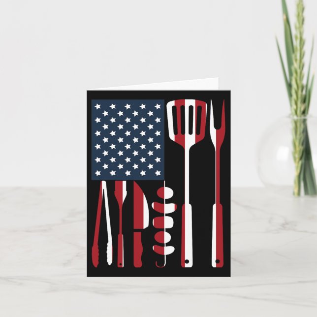 Funny Bbq Smoker Grilling Tools Rbecue American Fl Card (Front)
