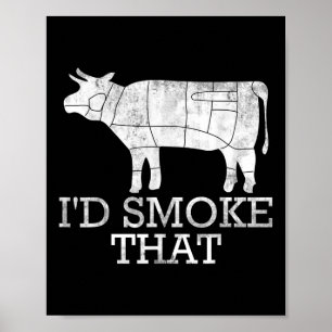 Funny Bbq Smoking Meat Grilled Steak Id Smoke That Poster