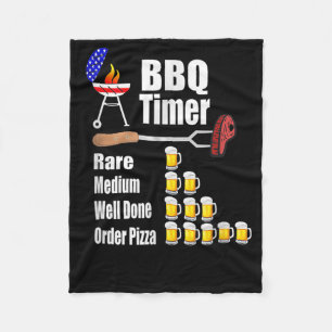 Funny Bbq Timer Barbecue Grill Grilling Gift Beer Fleece Blanket