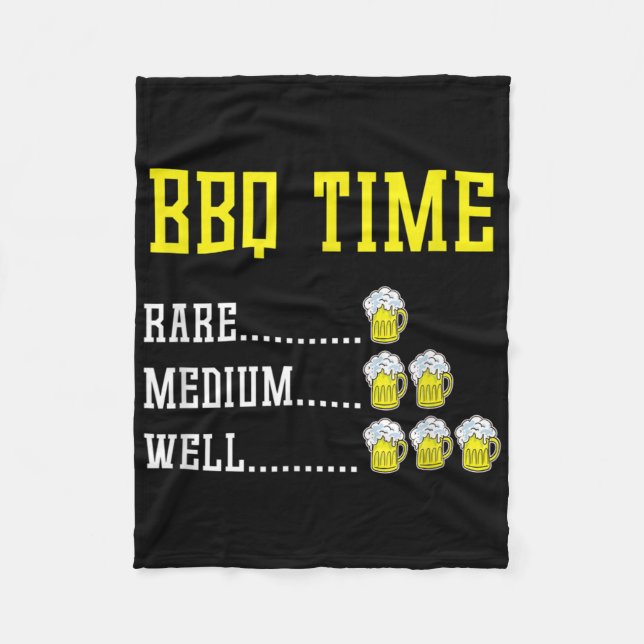Funny Bbq Timer Beer Drinking Gift Smoked Meat Bar Fleece Blanket (Front)