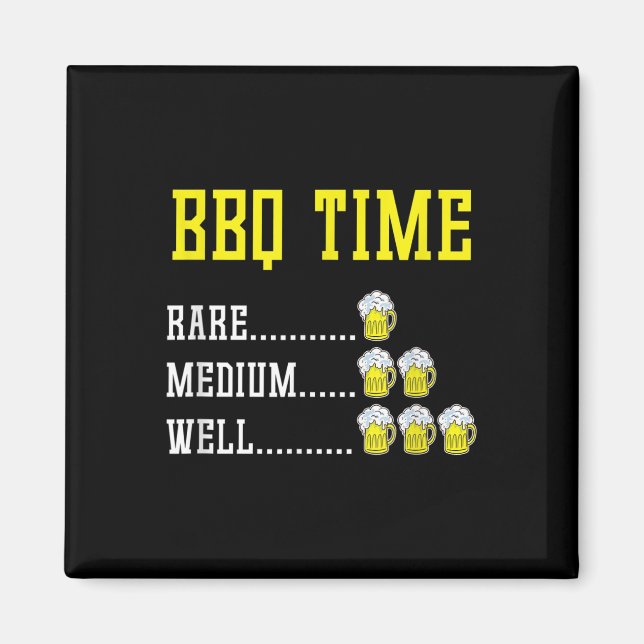 Funny Bbq Timer Beer Drinking Gift Smoked Meat Bar Magnet (Front)