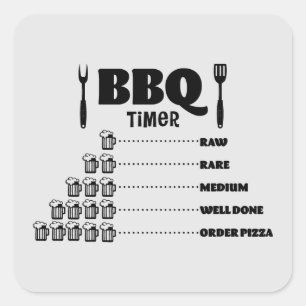 Funny BBQ timer word art Square Sticker